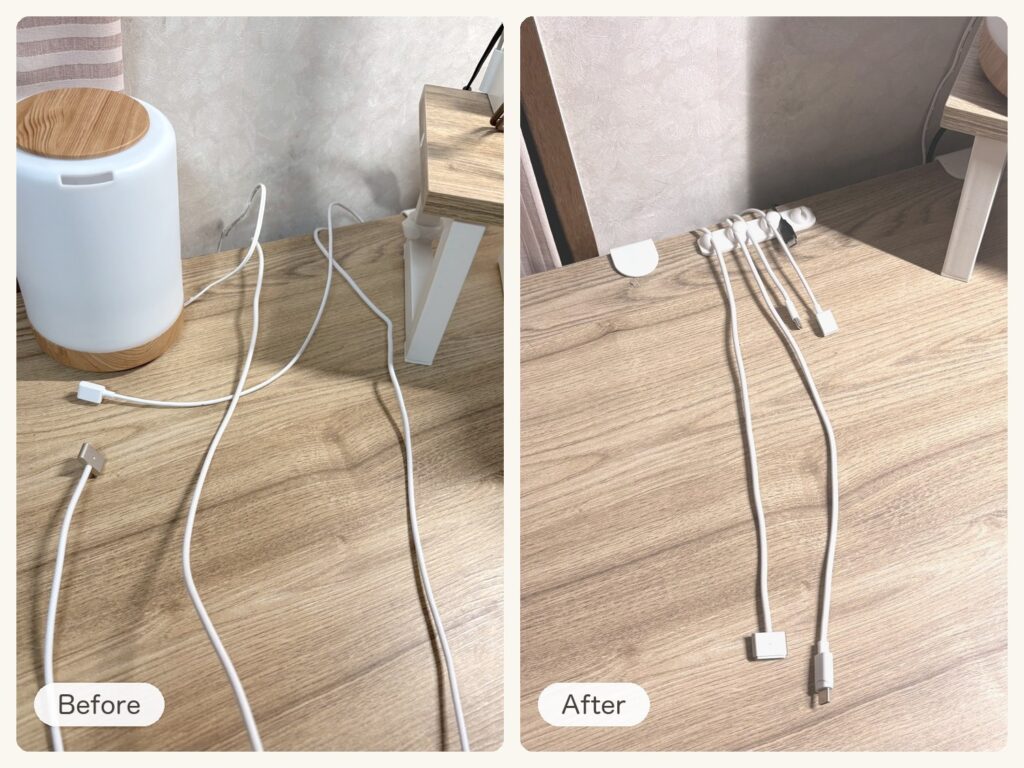 DAY 7「机のコードを、100均のケーブルホルダーでまとめる」のサムネイル